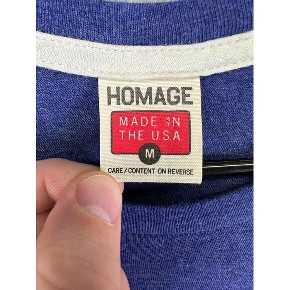 Homage Shirt Adult Medium Blue Columbus Tee Short Sleeve Preppy Made In USA Mens - Picture 4 of 7